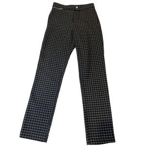 H&M Womens Checked Pants High Waist Slim Fit P/N05622557 Black White Size 8